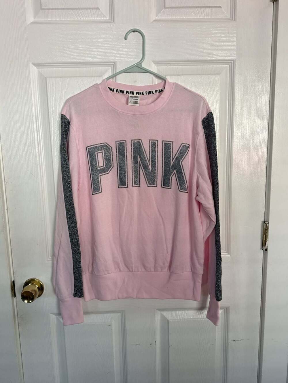 Victoria's Secret PINK Glitter Logo Crewneck Sweatshirt Size XS